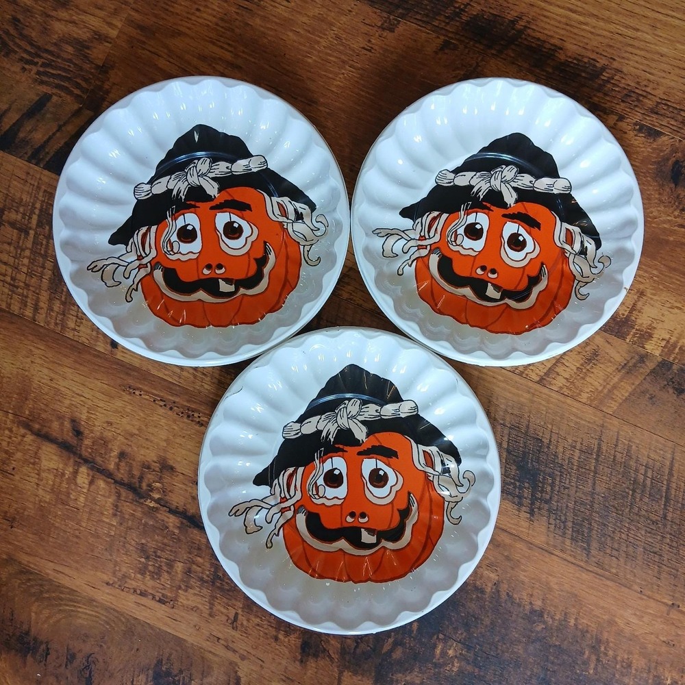 Vtg Berman Industries Halloween Candy‎ Bowl Dish Pumpkin Jackolantern 1990s (3)